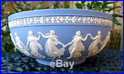 Vintage Wedgwood Large Blue Jasperware Bowl The Dancing Hours C1957