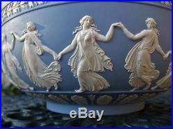 Vintage Wedgwood Large Blue Jasperware Bowl The Dancing Hours C1957