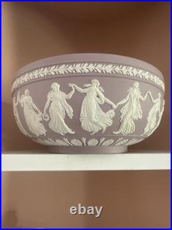 Vintage Wedgwood Large Lilac Jasperware Bowl With The Dancing Hours Decoration