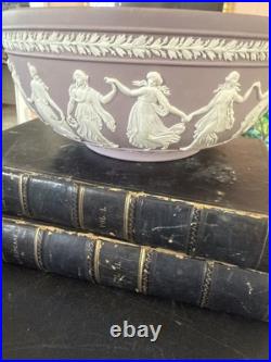 Vintage Wedgwood Large Lilac Jasperware Bowl With The Dancing Hours Decoration
