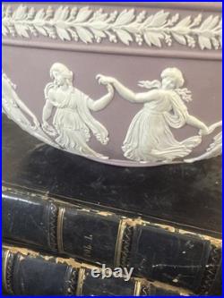 Vintage Wedgwood Large Lilac Jasperware Bowl With The Dancing Hours Decoration