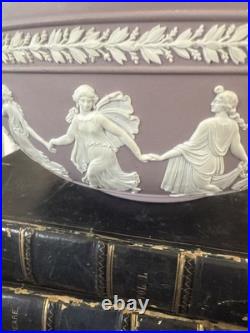 Vintage Wedgwood Large Lilac Jasperware Bowl With The Dancing Hours Decoration
