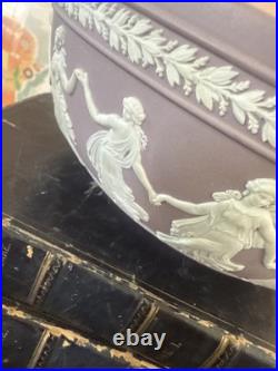 Vintage Wedgwood Large Lilac Jasperware Bowl With The Dancing Hours Decoration