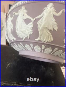 Vintage Wedgwood Large Lilac Jasperware Bowl With The Dancing Hours Decoration