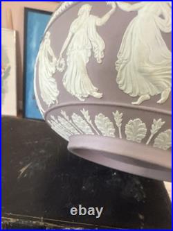 Vintage Wedgwood Large Lilac Jasperware Bowl With The Dancing Hours Decoration