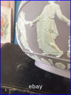 Vintage Wedgwood Large Lilac Jasperware Bowl With The Dancing Hours Decoration