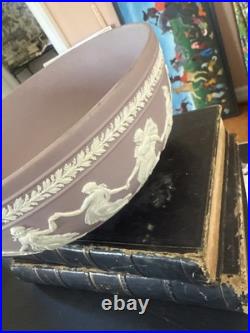 Vintage Wedgwood Large Lilac Jasperware Bowl With The Dancing Hours Decoration