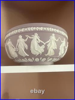 Vintage Wedgwood Large Lilac Jasperware Bowl With The Dancing Hours Decoration