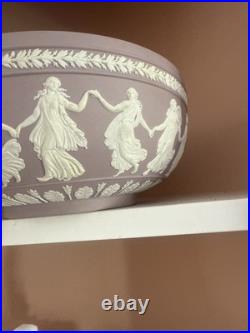 Vintage Wedgwood Large Lilac Jasperware Bowl With The Dancing Hours Decoration