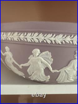Vintage Wedgwood Large Lilac Jasperware Bowl With The Dancing Hours Decoration