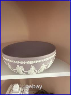 Vintage Wedgwood Large Lilac Jasperware Bowl With The Dancing Hours Decoration