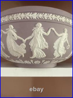 Vintage Wedgwood Large Lilac Jasperware Bowl With The Dancing Hours Decoration