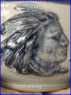 Vintage Weir Pottery Sleepy Eye Indian Head Crock Bowl