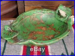 Vintage Weller Art Pottery Coppertone Center Bowl Frog