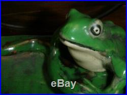 Vintage Weller Art Pottery Coppertone Center Bowl Frog