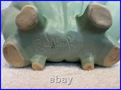 Vintage Weller Pottery Console Bowl, Matte Green with Applied Flowers, c. 1930s