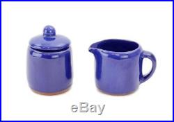 Vintage Wellfleet Pottery Cobalt Blue Creamer And Covered Sugar Bowl Rare