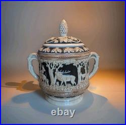 Vintage West German Salt-Glazed Stoneware Lidded Punch Bowl / Tureen