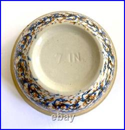 Vintage Western Stoneware Co. Crock Bowl Spongeware Pottery Speckled Blue Rust