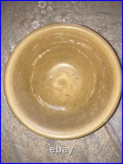 Vintage White Banded yellowware mixing bowl 9.5 earthenware/stoneware pottery