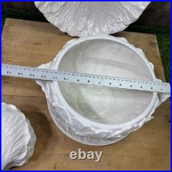 Vintage Whittier Pottery White Cabbage Soup Tureen Set 13 Pc Bowls Ladle