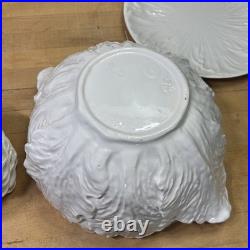 Vintage Whittier Pottery White Cabbage Soup Tureen Set 13 Pc Bowls Ladle