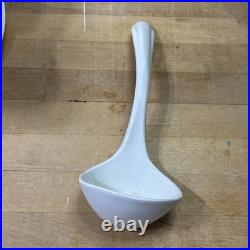 Vintage Whittier Pottery White Cabbage Soup Tureen Set 13 Pc Bowls Ladle