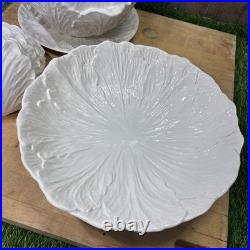 Vintage Whittier Pottery White Cabbage Soup Tureen Set 13 Pc Bowls Ladle