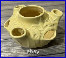 Vintage YELLOW MCCOY EMBOSSED ART POTTERY BOWL STANDING HANGING PLANTER 1949