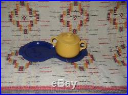 Vintage Yellow Fiesta Individual Sugar Bowl, Lid&figure 8 Tray -fiestaware