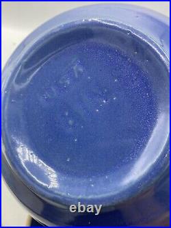 Vintage Yellow Ware Nesting Mixing Bowl Set (4) Cobalt Blue Ribbed Beehive USA