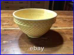 Vintage Yellow Ware Pottery Checkerboard Large Mixing Bowl