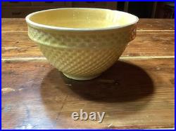 Vintage Yellow Ware Pottery Checkerboard Large Mixing Bowl