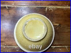 Vintage Yellow Ware Pottery Checkerboard Large Mixing Bowl