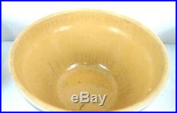 Vintage Yellow Ware Stoneware Pottery Mixing Bowl With Blue Stripe Band Set