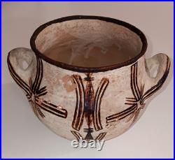 Vintage Zuni Prayer Rain Bowl with Handles 7x4.5 Hand Painted Southwestern Jar