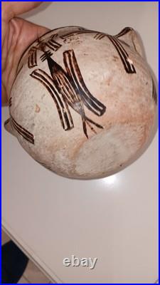 Vintage Zuni Prayer Rain Bowl with Handles 7x4.5 Hand Painted Southwestern Jar