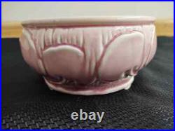 Vintage art nouveau pottery bowl planter raised leaves design