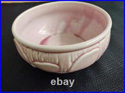 Vintage art nouveau pottery bowl planter raised leaves design