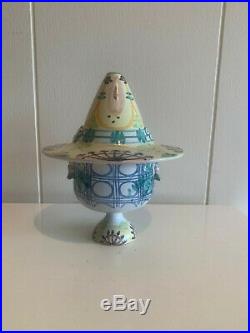 Vintage bjorn wiinblad studio pottery vase & top hat covered bowl mid century