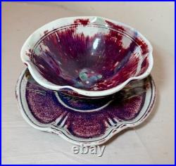 Vintage handmade Edgecomb Potters flambe glaze porcelain pottery bowl plate