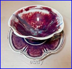 Vintage handmade Edgecomb Potters flambe glaze porcelain pottery bowl plate