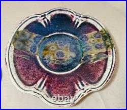 Vintage handmade Edgecomb Potters flambe glaze porcelain pottery bowl plate
