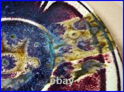 Vintage handmade Edgecomb Potters flambe glaze porcelain pottery bowl plate