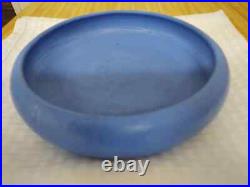 Vintage large pottery bowl blue glazed for bonsai or cactus