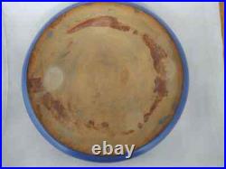 Vintage large pottery bowl blue glazed for bonsai or cactus