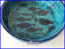 Vintage mid century Bitossi Rimini blu fish pesce bowl Aldo Londi Italy pottery