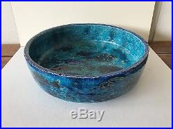Vintage mid century Bitossi Rimini blu fish pesce bowl Aldo Londi Italy pottery