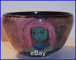 Vintage modernist Polia Pillin pottery vase bowl cup 2 women girl faces 2 birds