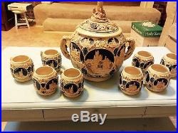 Vintage western germany ceramic punch bowl set and 8 mug set